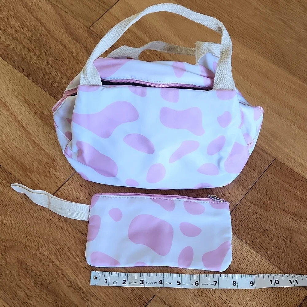 NWOT Chic Pink and White Kids Backpack Set With Insulated Lunch Bag, Pencil Case